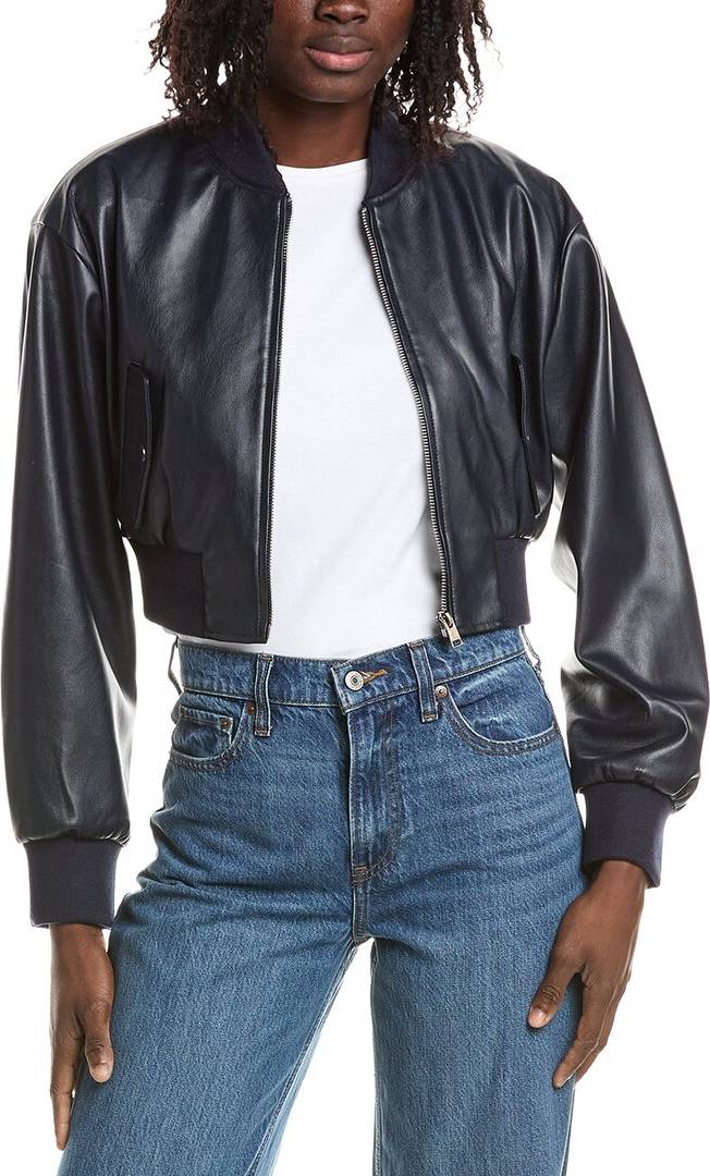 Cropped Bomber Jacket - Blue