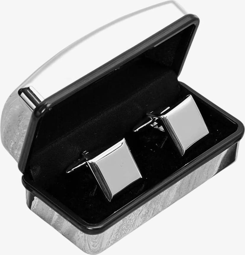 T.H.Baker Engravable Square Cufflinks In Box - Silver