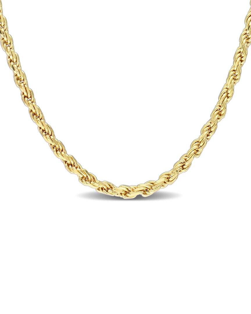 Italian Silver 18K Over Rope Chain Necklace