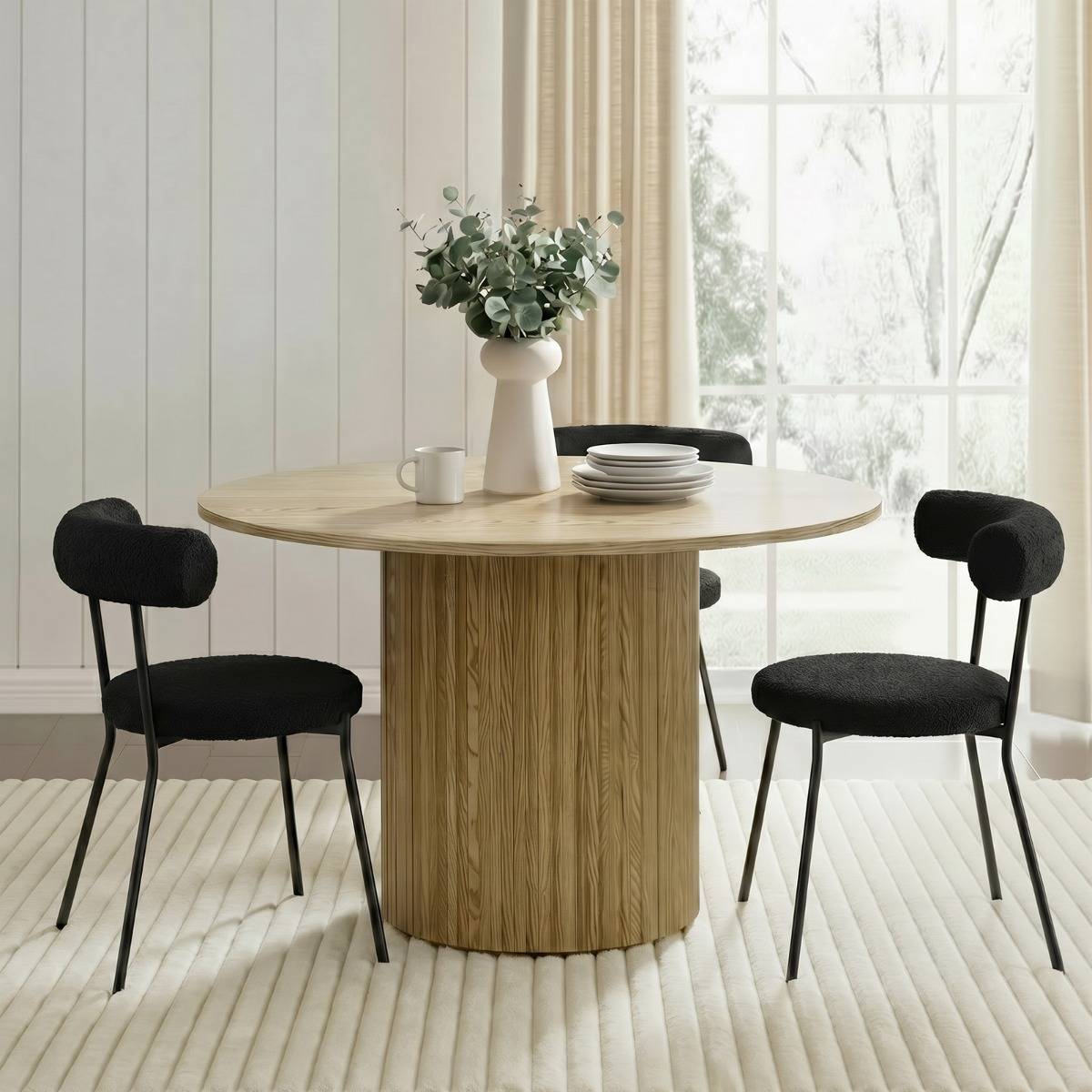OHS Madison Ribbed Dining Table Light Wood Dining Table