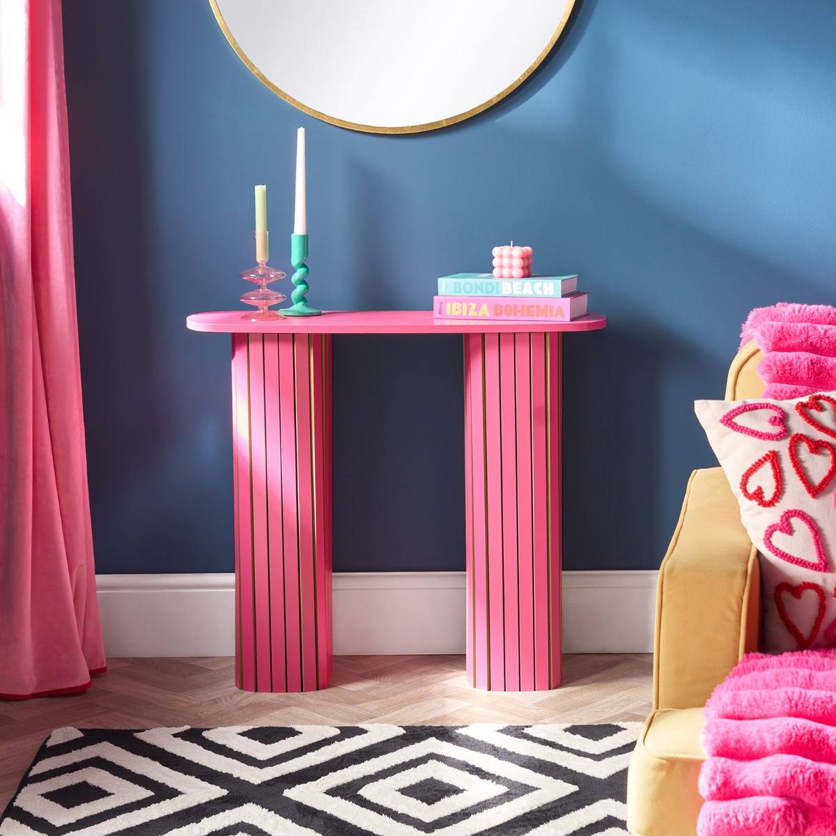 OHS Madison Ribbed Engineered Wood Entryway Display Desk Console Table