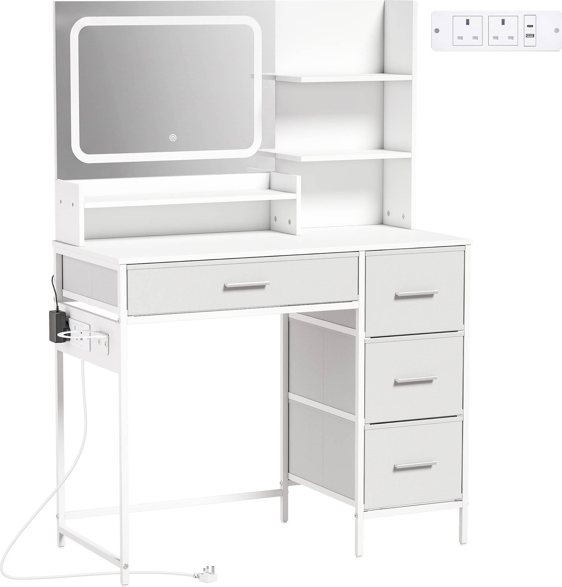Vanity dressing table with mirror Homcom Vanity Dressing Table With 3 Colour LED Mirror Dressing Table