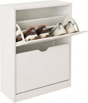 B&Q Wooden Shoe Cabinet Slim Storage Rack Shoe Rack