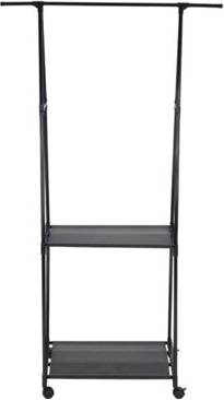 B&Q Black Single Hanging Rail Metal Garment Rack Clothes Rack