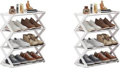 Sodial 2x X-Shaped Shoe Rack Shoecase Shoe Rack 2pcs