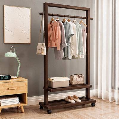 B&Q Wulnut Bamboo Clothes Rack Corner Coat Stand Clothes Rack