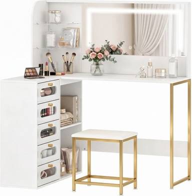 Homcom Dressing Table With Led Mirror And Stool Dressing Table