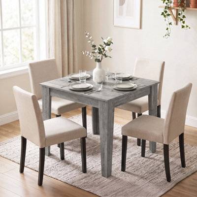Homcom Dining Table For 4 Grey Wood Effect Dining Table