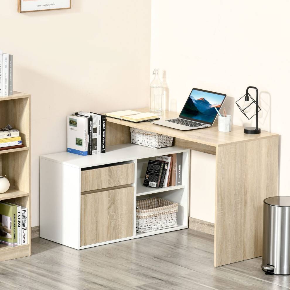 Corner computer desk with storage Homcom L-Shaped Corner Computer Desk Study Table Writing Desk