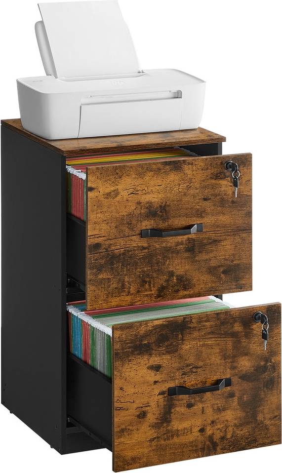 Vasagle File Cabinet With Lockable Drawers Adjustable Hanging Rails Storage Cabinet