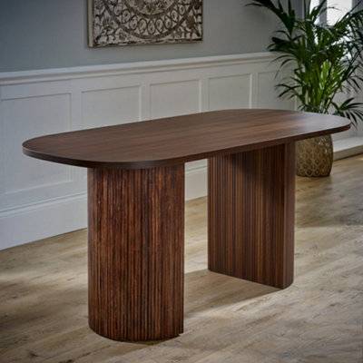 B&Q Large Dark Mango Wood Rectangular Dining Table Dining Table