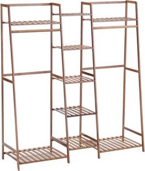 B&Q Bamboo Wooden Clothes Rail Rack Clothes Rack