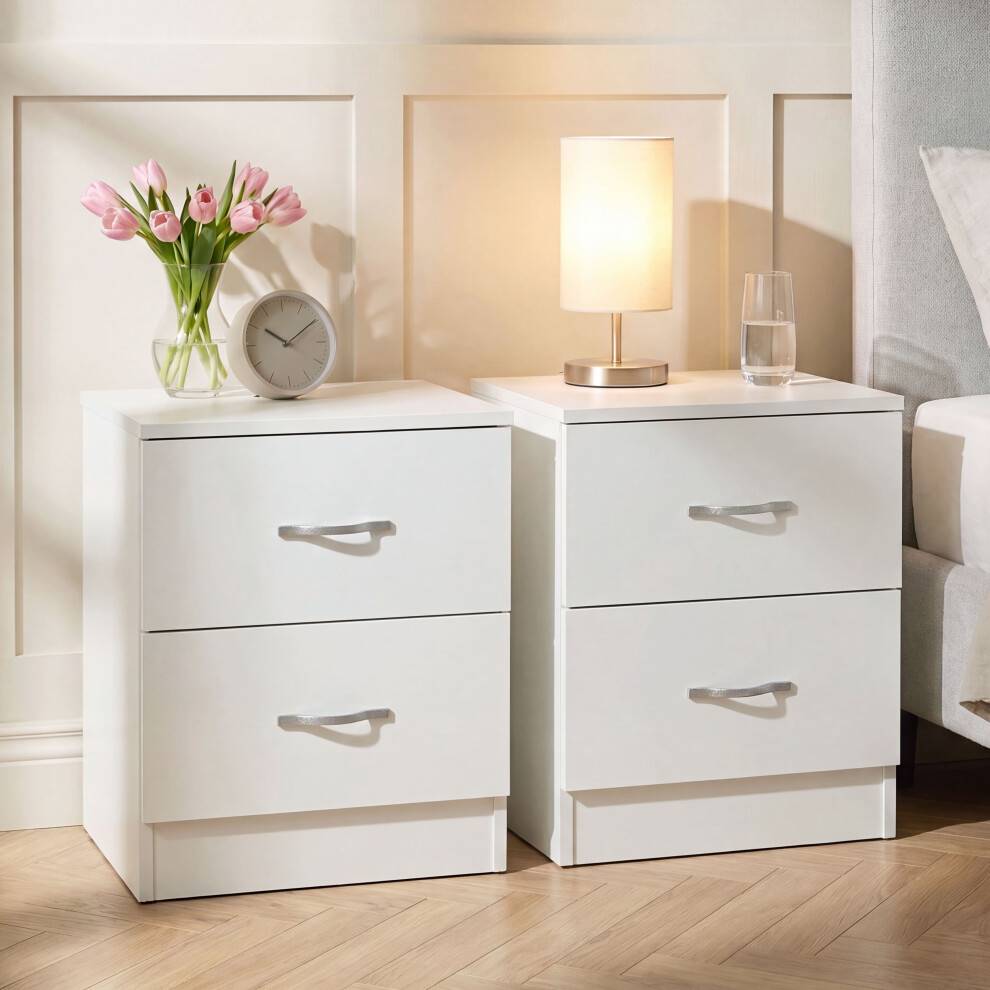 Vida Designs Riano Bedside Table Set 2 Drawer Chest Nightstands Bedside Table