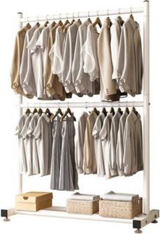 B&Q White 2 Tier Clothes Rail Rack Clothes Rack