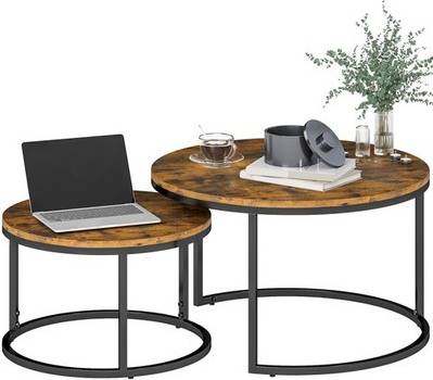 Homcom 2 Pcs Stacking Coffee Table Set With Steel Frame Table 2pcs