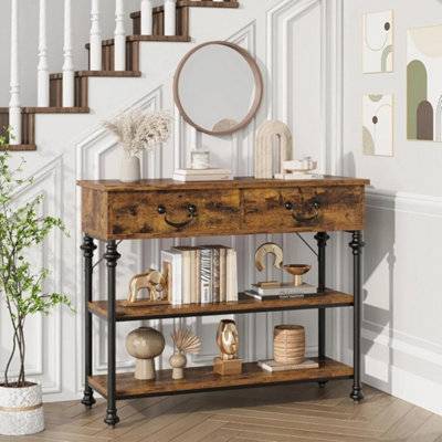 B&Q Narrow Console Table With 2 Drawers Console Table