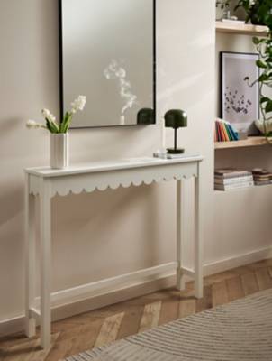 George Ivory Slim Scalloped Edge Console Table Console Table