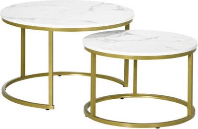B&Q Modern 2 Round Nesting Coffee Table Set Table 2pcs