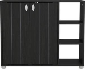 B&Q Compact Shoe Storage Cabinet Rustic Black Oak Shoe Rack