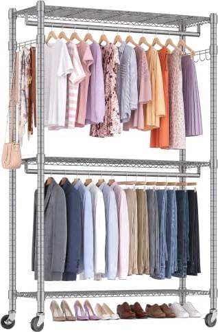 Himimi Double Rod Garment Rack 3 Tier Clothes Rack