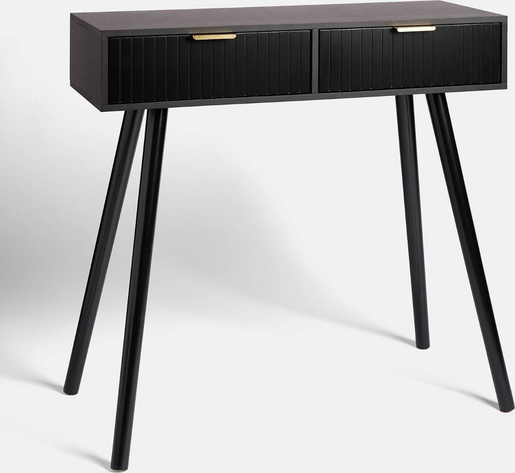 OHS Venice Ribbed Console Dressing Table Black White Console Table