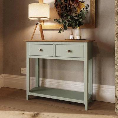 B&Q Oak Top 2 Drawer Console Table Console Table