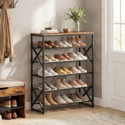 B&Q 6-Tier Shoe Rack Brown Shoe Rack