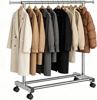 B&Q Heavy Duty Single Clothes Rail Hanging Rack Clothes Rack