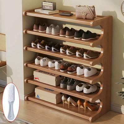 B&Q 6 Tier Wooden Shoe Rack Storage Shelf Unit Shoe Rack