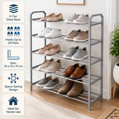 B&Q 5 Tier Shoe Storage Rack Shoe Rack 76x73cm