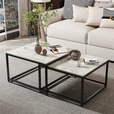 B&Q White Nesting Coffee Table Set Table