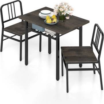 B&Q 3-Piece Grey Dining Set Rectangular Table Table 3pcs