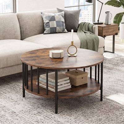 B&Q Round 2 Tier Center Table With Open Storage Shelf Table