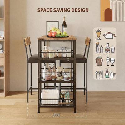 B&Q 3 Piece Dining Table Set With Wine Rack Table 3pcs