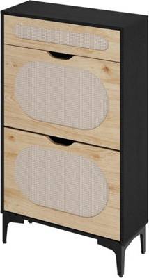 B&Q Rattan Narrow Shoe Cabinet With 2 Flip Drawer Shoe Rack