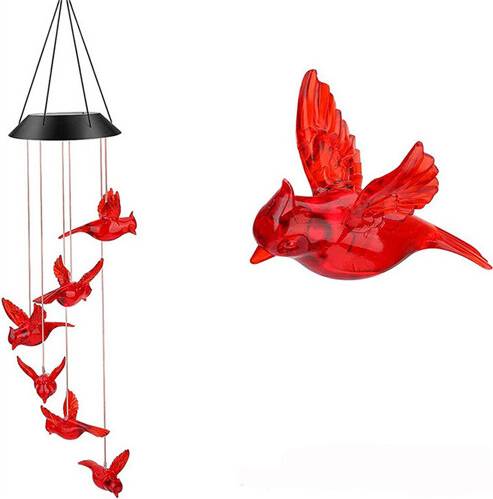 Winwin Solar Wind Chimes Lights LED Birds Color