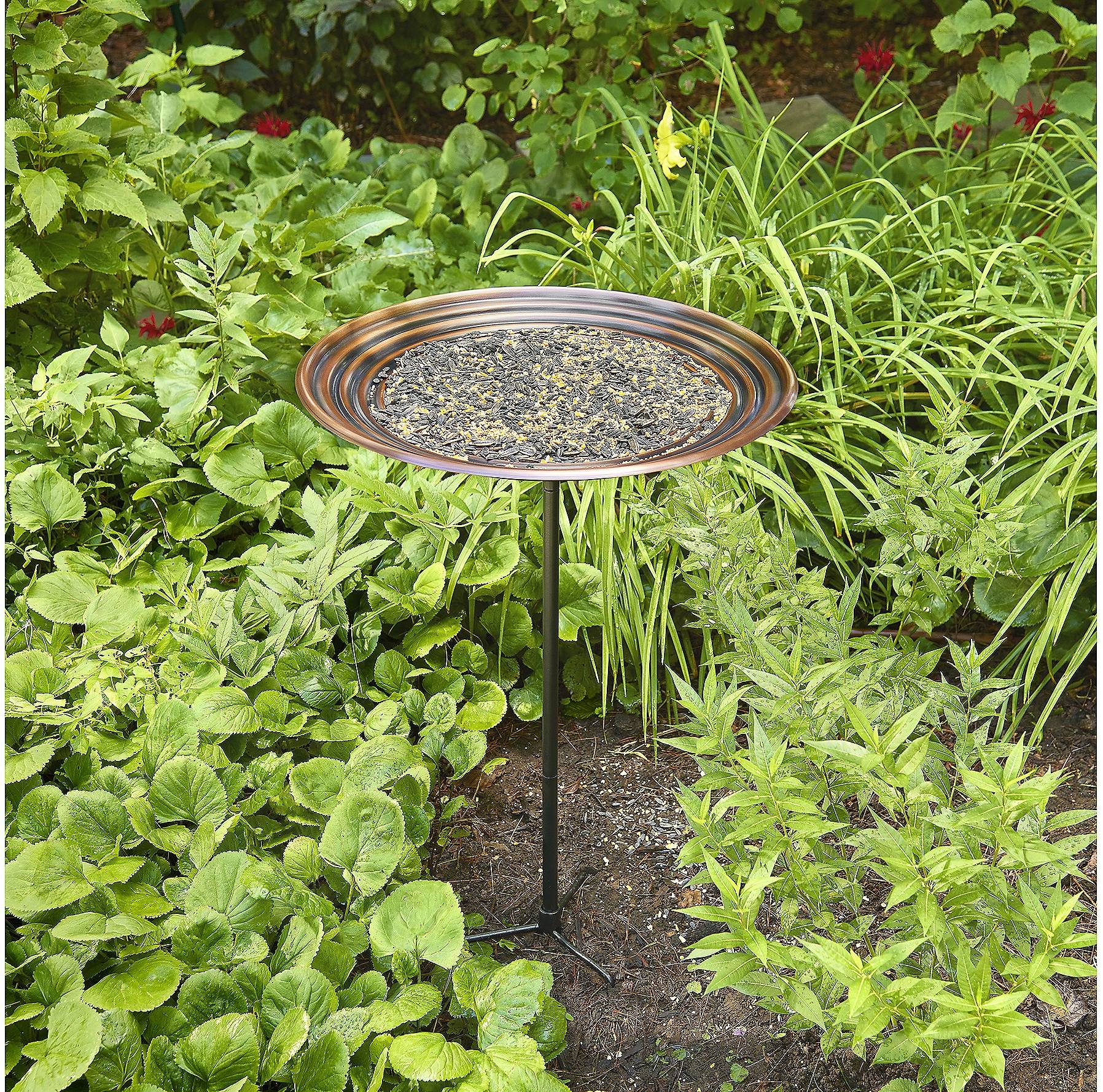20 Inch Bronze Ripples Birdbath Garden Pole