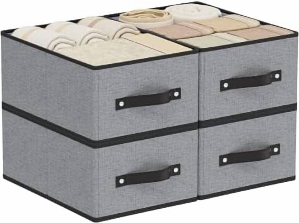 Storage boxes for shelves Foldable Storage Boxes with Handles 4-Pack