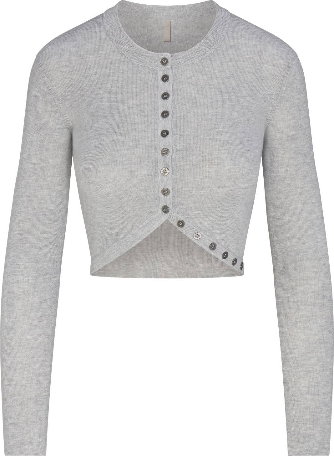 SKIMS Rounded Cropped Cardigan Essential Knit - Grey