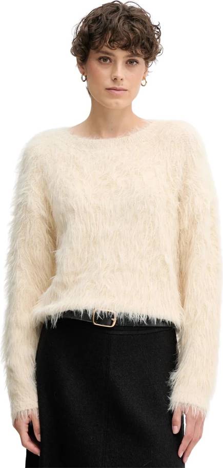 Oui Rundhals Strickpullover - Beige