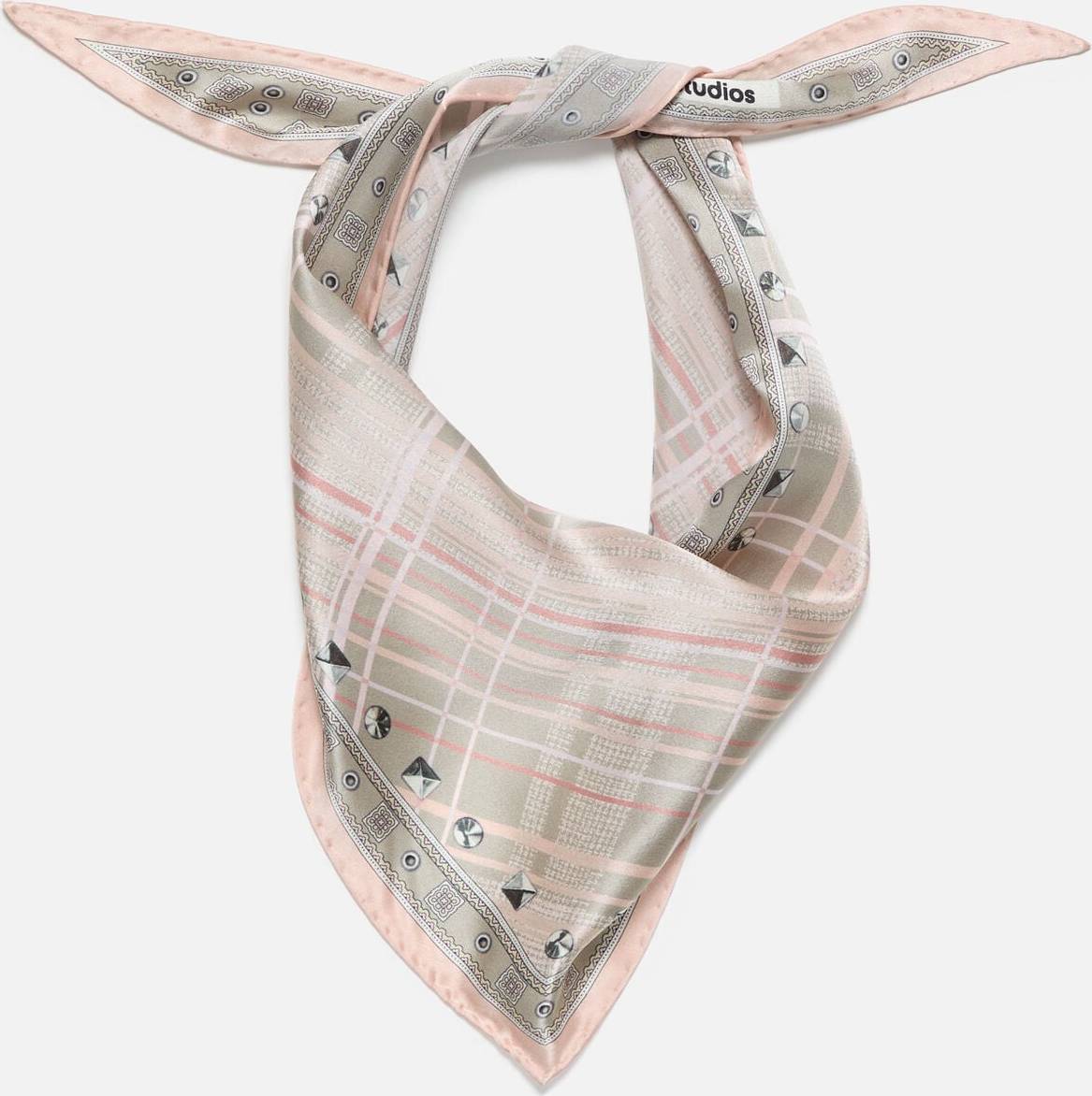 Acne Studios Rutig Sidenbandana - Rosa/Multifärgad