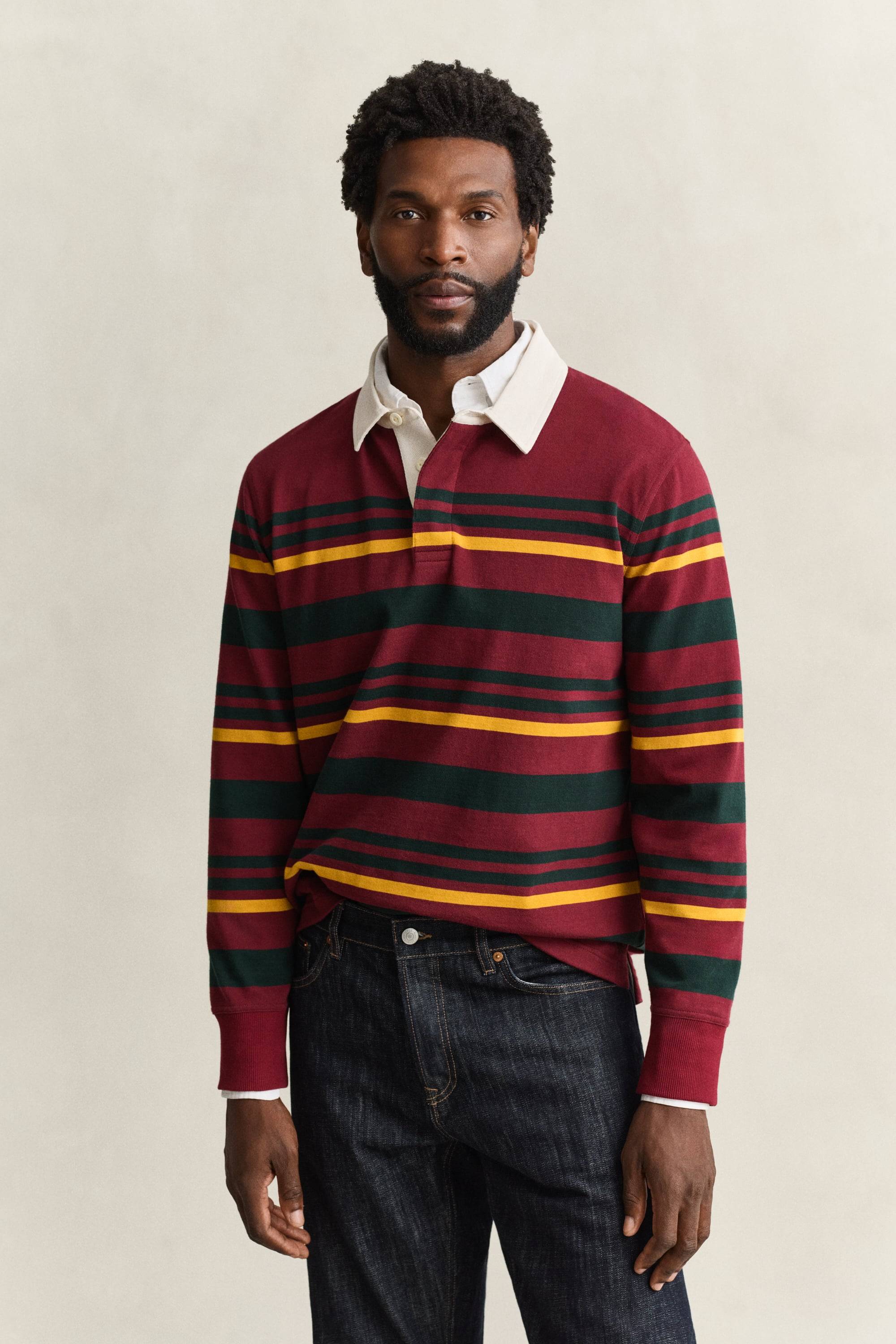 Gant Men Striped Rugger - Plumped Red