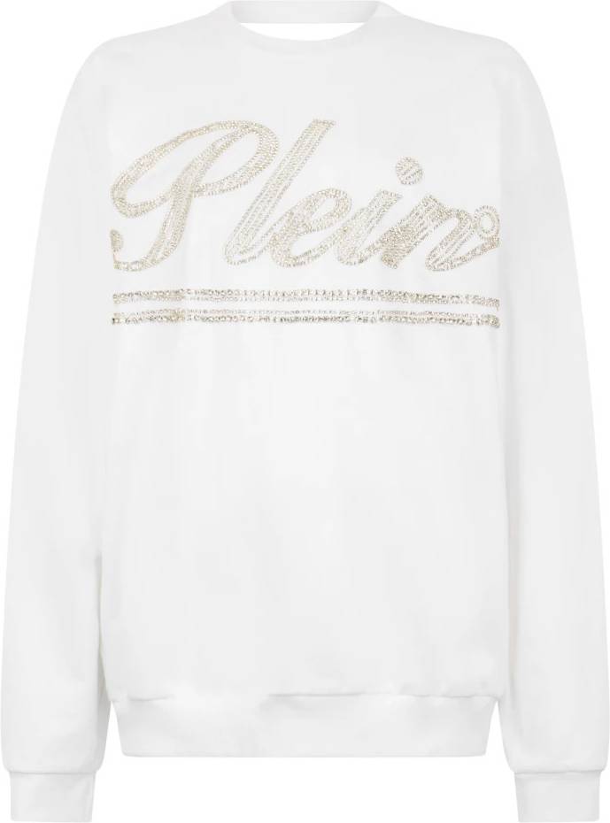 Philipp Plein Washed Open Back Sweatshirt Strass Signature - Vit