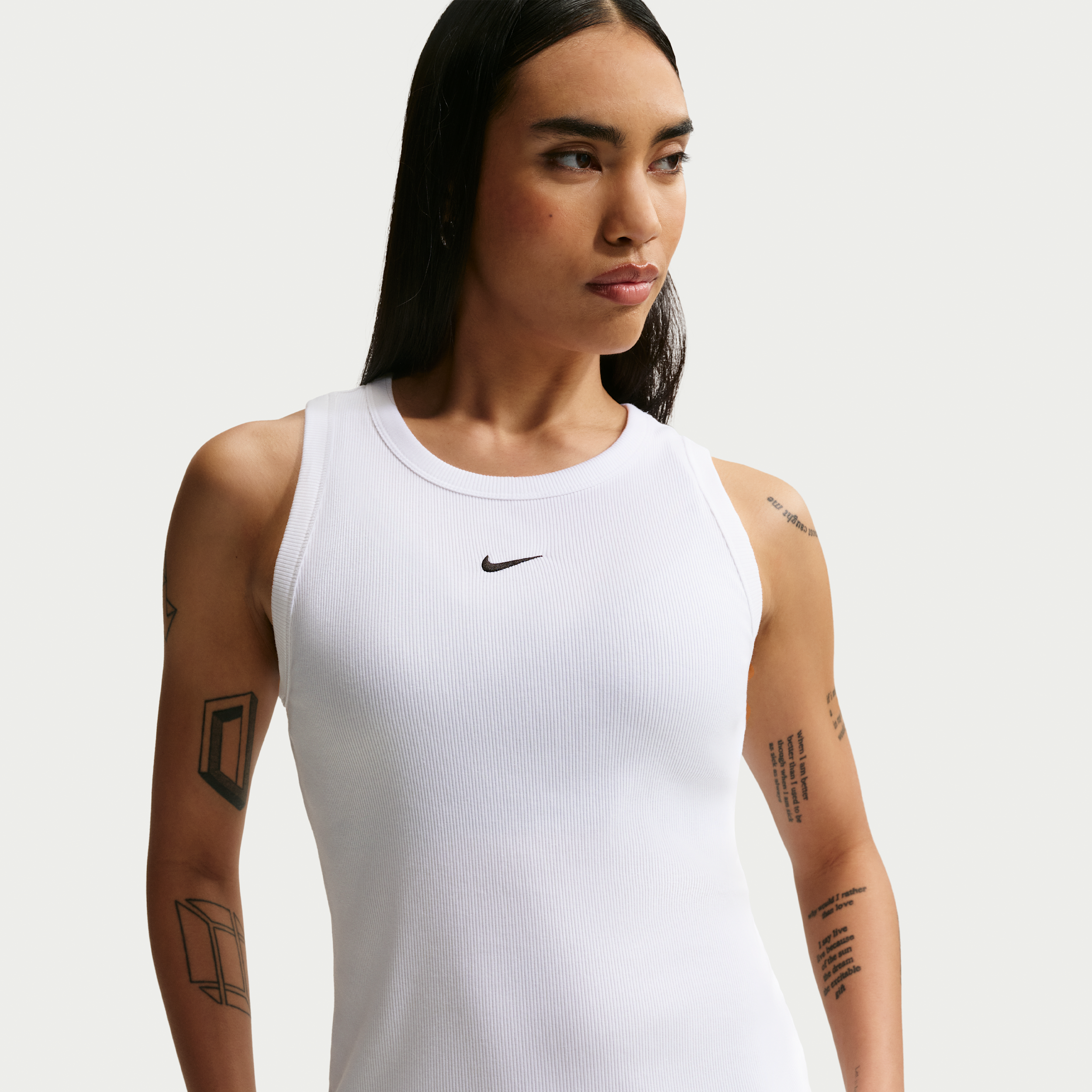 Nike Tight Ribbed Tank Top - White
