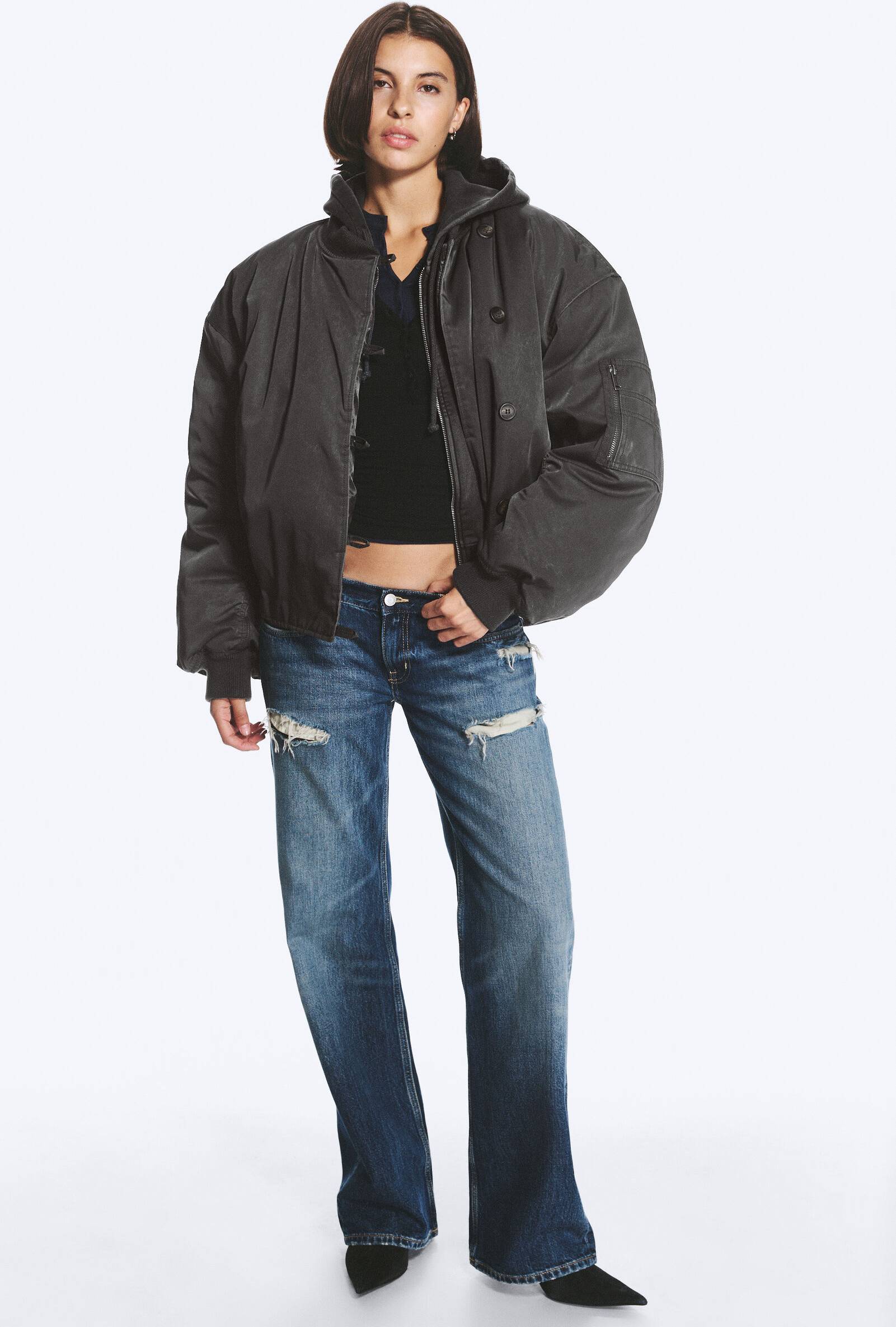Weekday Rey Oversize Bomber Jacket - Grey