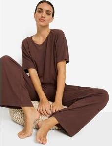 Lascana Pyjama LSCN Braun Rippware Homewear Set