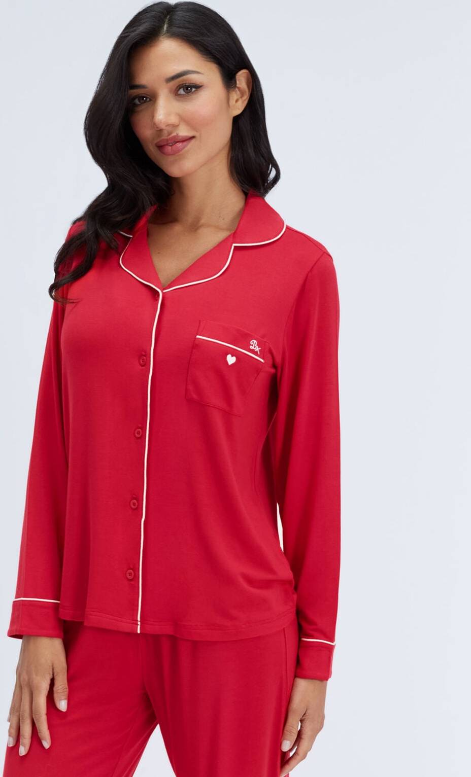Boux Avenue Piping Modal Long Pyjama Set - Red