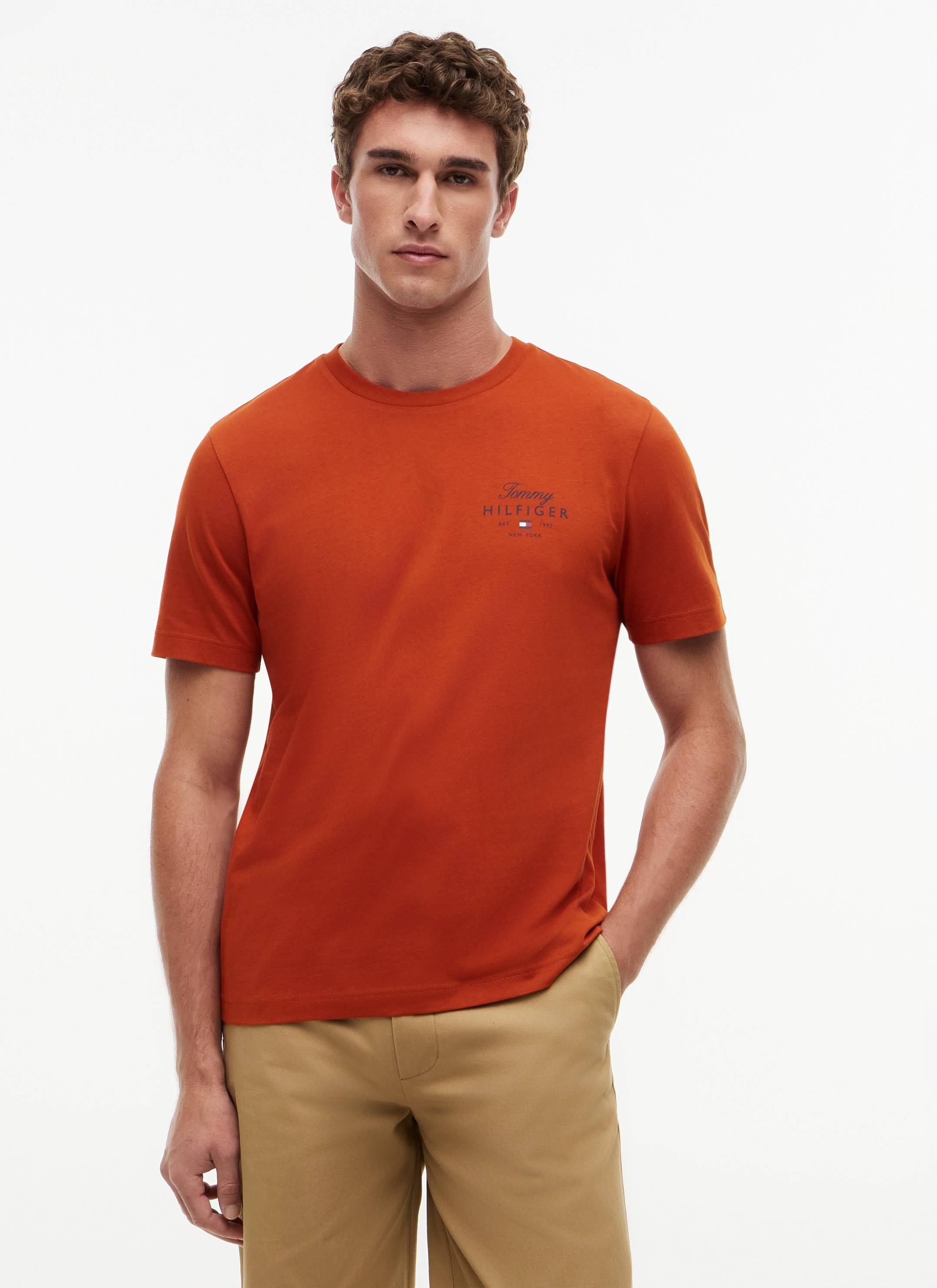 Tommy Hilfiger Script Stack Regular Tee Herr Kortärmade - Orange