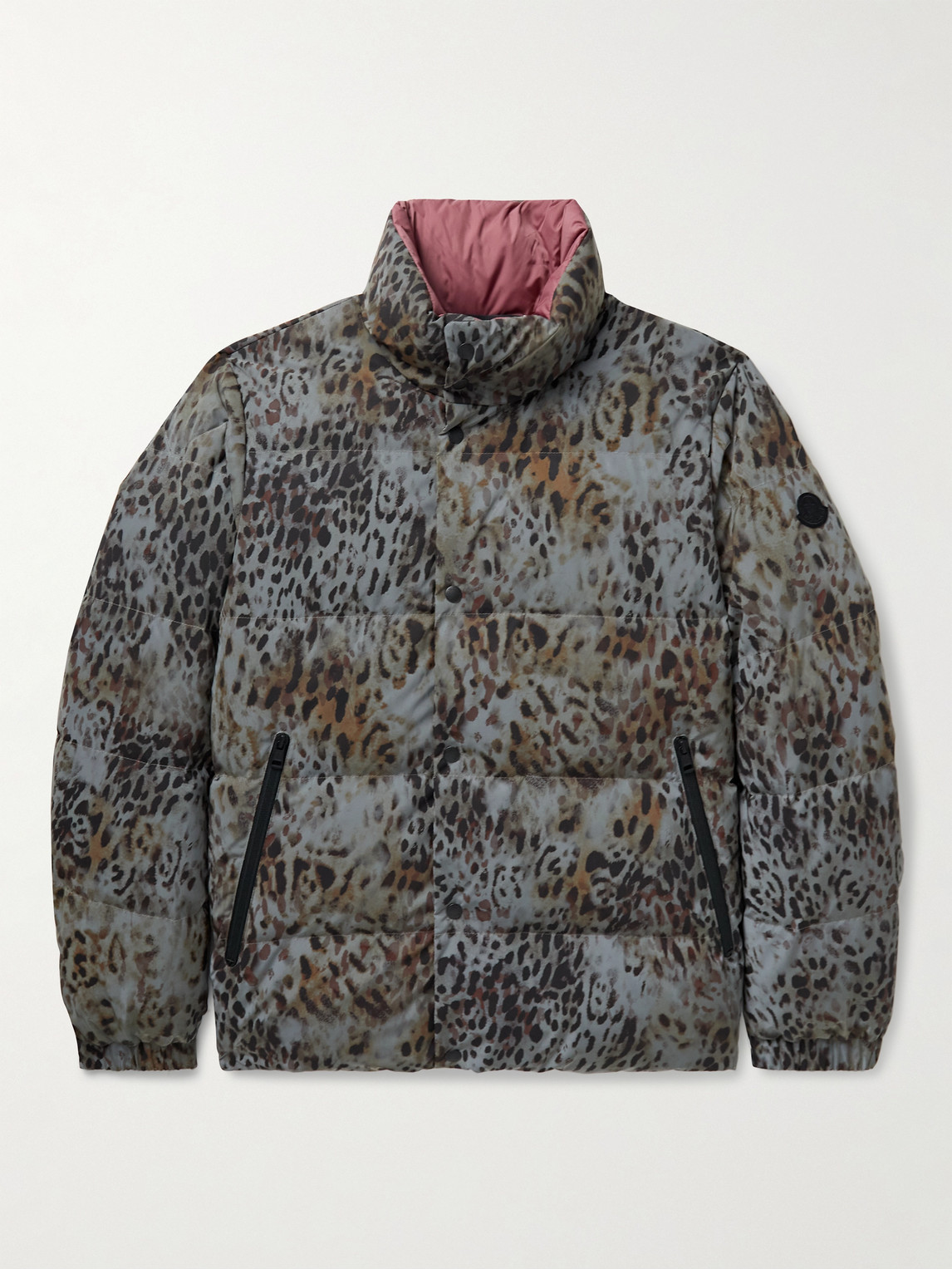 Moncler Genius Reflective Reversible Cheetah-Print Shell Down Jacket - Gray
