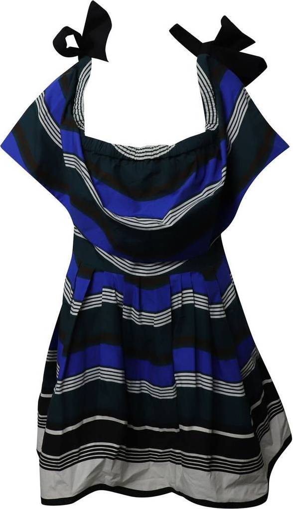 Fendi Preloved Striped Off-Shoulder Ruffled Dress - Multicolor